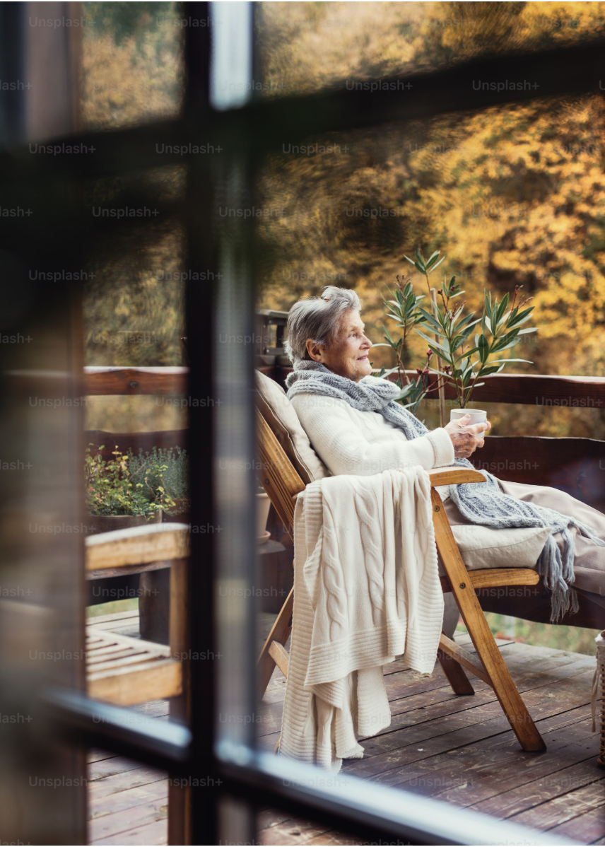 Peaceful elderly woman